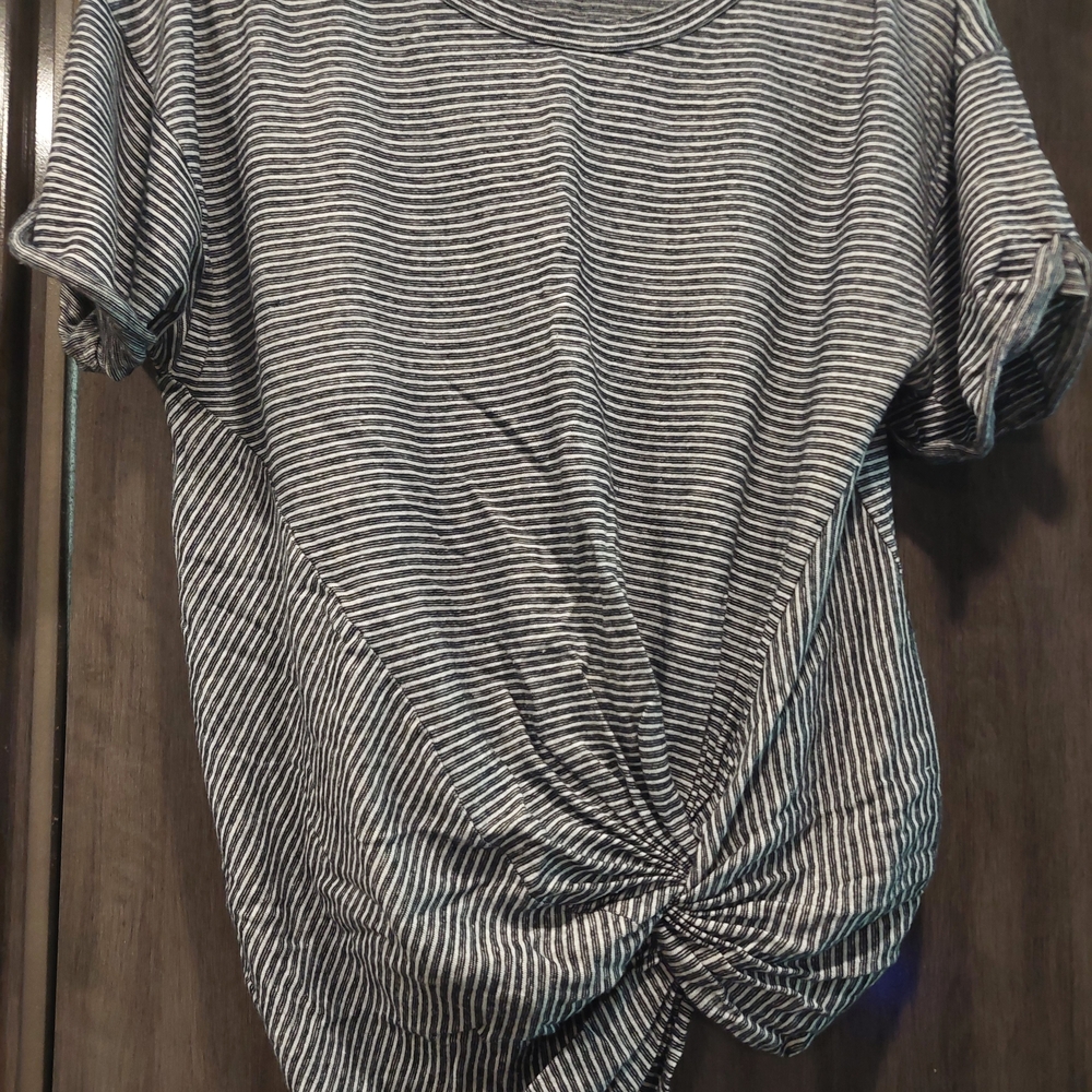 Sundance Black and White Striped Short Sleeve Tee